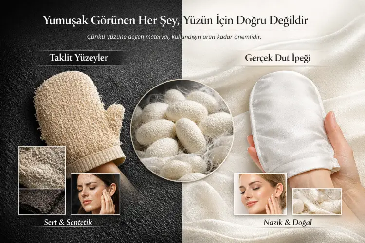 Gerçek ipek ve taklit yüzey karşılaştırması